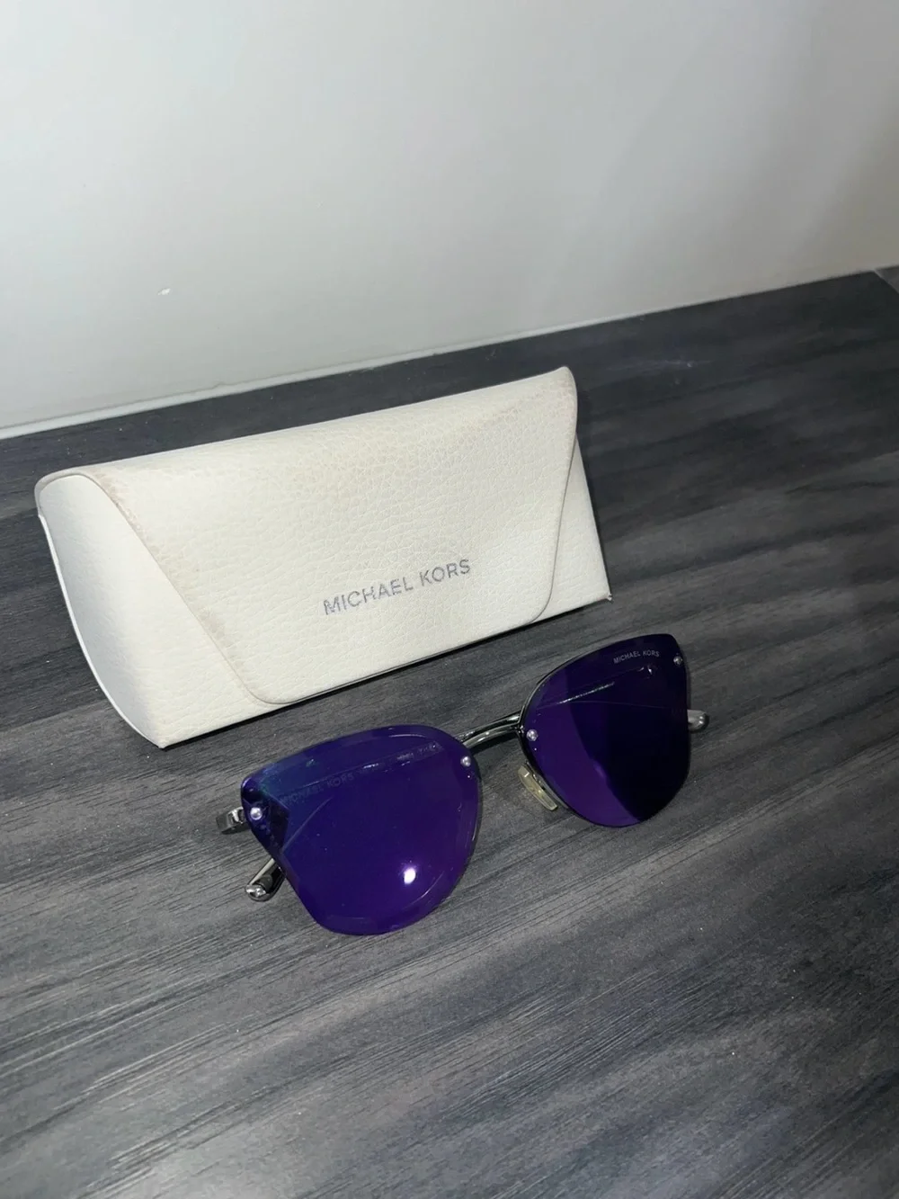 Michael Kors Purple Lens Rimless Cat-Eye Sunglasses